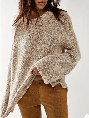 Free People BFF‎ Cocoon Solid Crew Cozy Bouclé Crewneck Sweater XS